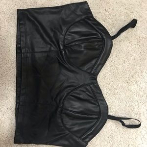 Black leather crop top